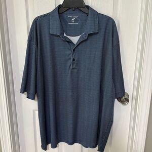 HORN LEGEND GINGHAM POLO SHIRT. PERFORMANCE LUXURY NAVY